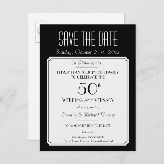 Feest, evenement of reünie Sla de datum in het zwa Aankondigingskaart (Voorkant / Achterkant)