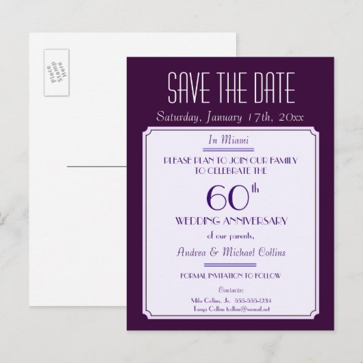 Feest, evenement of reünie Sla de datum op in Plum Aankondigingskaart (Voorkant / Achterkant)