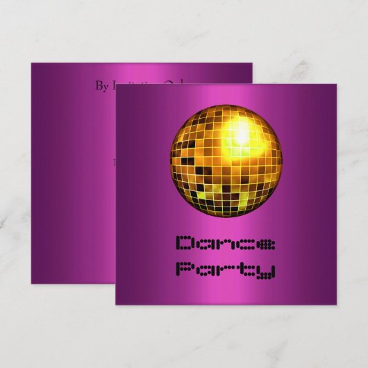 Feest Event Paars Goud Spiegelbal Kaart (Voorkant / Achterkant)