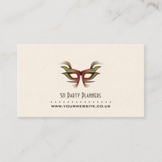 Feest/Event Planner Visitekaartje (Mask Motif) (Voorkant)