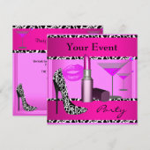 Feest Event Schoenen Roze Lippenstift Kaart (Voorkant / Achterkant)