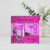 Feest Event Schoenen Roze Lippenstift Kaart (Staand voorkant)