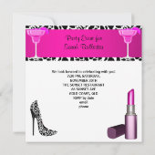 Feest Event Zebra Schoenen Heet Roze Lippenstift Kaart (Achterkant)