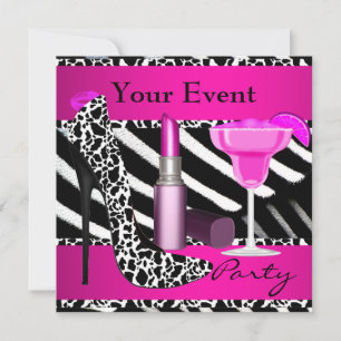 Feest Event Zebra Schoenen Heet Roze Lippenstift Kaart