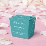 Feest Favoriet Doos Bedankdoosjes<br><div class="desc">Deze feest favoriet doos is te zien in een elegante blauwgroene kleur.
Pas dit item aan en wijzig de voorbeeldtekst naar uw eigen tekst.
Tip: Voeg uw lekkernijen toe en maak het af met een feestelijk lint.</div>