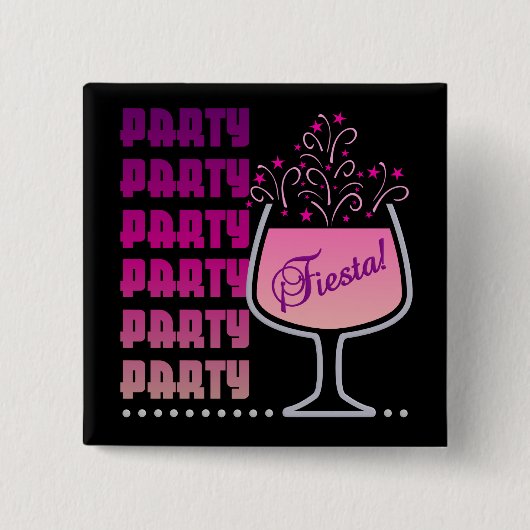 Feest - Fiesta knop Vierkante Button 5,1 Cm (Voorkant)