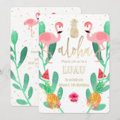 feest flamingo luau kaart (Voorkant / Achterkant)