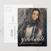 Feest foto zwart ombre afstudeerfeest uitnodiging briefkaart (Voorkant / Achterkant)