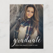 Feest foto zwart ombre afstudeerfeest uitnodiging briefkaart (Voorkant)