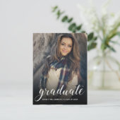 Feest foto zwart ombre afstudeerfeest uitnodiging briefkaart (Staand voorkant)