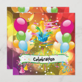 Feest Fun Balloons Streamers Viering Kaart (Voorkant / Achterkant)