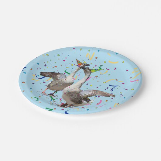 Feest Ganzen Confetti Viering Papieren Bordje (Gekanteld)