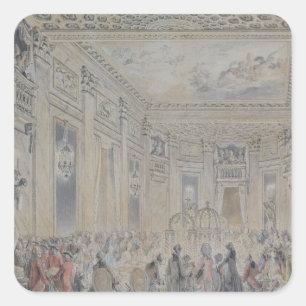 Feest gegeven door Madame du Barry voor Louis XV Vierkante Sticker