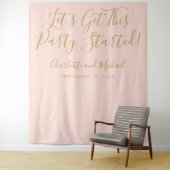 Feest Gestart Script Blush Roze Gouden Foto Prop Wandkleed (In situ)