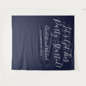 Feest Gestart Script Navy Blauwe Foto Achtergrond Wandkleed (Voorkant (horizontaal))
