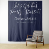 Feest Gestart Script Navy Blauwe Foto Achtergrond Wandkleed (In situ)