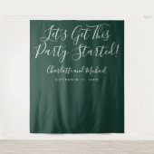 Feest Gestart Script Smaragdgroene Foto Achtergron Wandkleed (Voorkant)