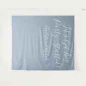 Feest gestart script Stof blauw foto achtergrond Wandkleed (Voorkant (horizontaal))