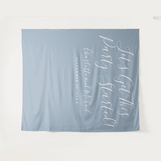 Feest Gestart Script Stof Dusty Blue Foto Achtergr Wandkleed (Voorkant (horizontaal))