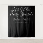 Feest Gestart Script Zwart En Wit Foto Prop Wandkleed (Voorkant)