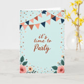 Feest Glitter Vlaggenkaart Kaart (Gele Bloem)