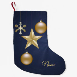 Feest Gouden Sieraden Marineblauw Elegant Kleine Kerstsok