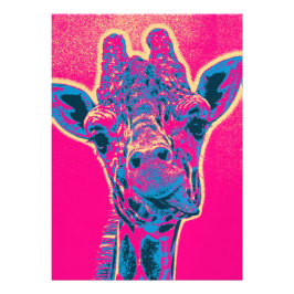 Feest! Grappige Giraffe die zijn tong uitsteekt 12,7x17,8 Uitnodiging Kaart