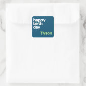Feest Happy Birthday minimaal paarse groen Vierkante Sticker (Tas)