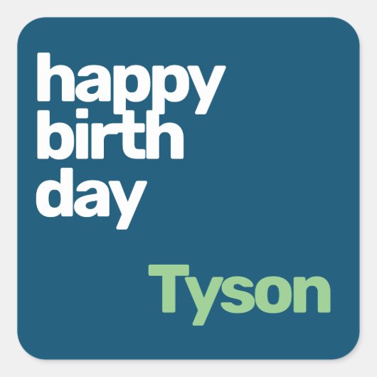 Feest Happy Birthday minimaal paarse groen Vierkante Sticker (Voorkant)