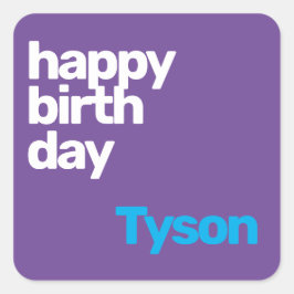 Feest Happy Birthday minimaal paarse Vierkante Sticker