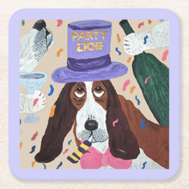 Feest hond Basset Hound Kartonnen Onderzetters