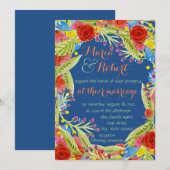 Feest Huwelijk Blauw Kaart (Voorkant / Achterkant)