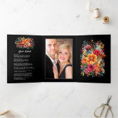 Feest Huwelijksgast Details, Foto & QR Code Drieluik Uitnodiging (Binnen)