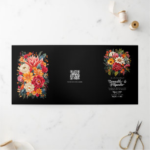 Feest Huwelijksgast Details, Foto & QR Code Drieluik Uitnodiging