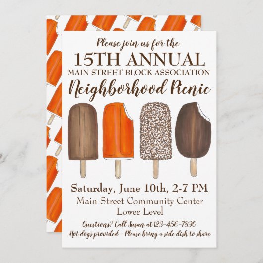 Feest Ijs Room Sociale Verjaardag Popsicle Picknic Kaart (Voorkant / Achterkant)