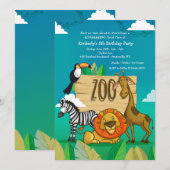 Feest in de dierentuin uitnodiging (Voorkant / Achterkant)