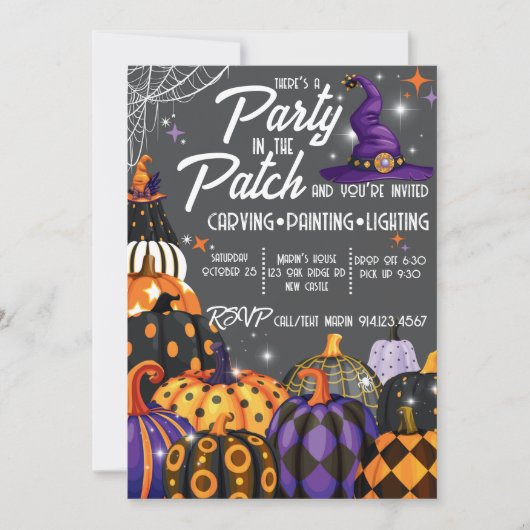 Feest in de Patch Halloween-uitnodiging Kaart (Voorkant)
