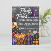 Feest in de Patch Halloween-uitnodiging Kaart (Staand voorkant)