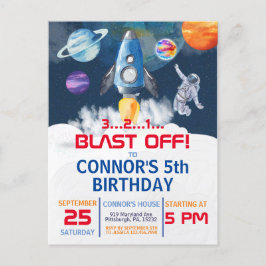 Feest in de Ruimte Astronaut Verjaardags Uitnodigi Briefkaart