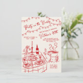 Feest in de tuin Handgetekende BBQ-partij Kaart (Staand voorkant)