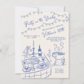 Feest in de tuin Handgetekende BBQ-partij Kaart (Voorkant)