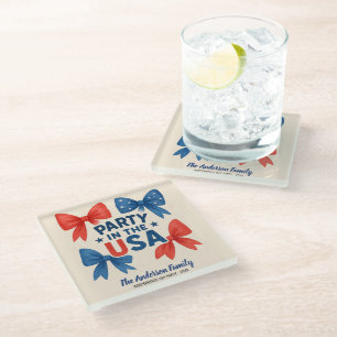 Feest in de Verenigde Staten Patriottisch 4 juli C Glazen Onderzetter