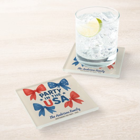 Feest in de Verenigde Staten Patriottisch 4 juli C Glazen Onderzetter (Schuin)