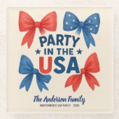 Feest in de Verenigde Staten Patriottisch 4 juli C Glazen Onderzetter (Voorkant)