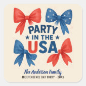 Feest in de Verenigde Staten Patriottisch 4 juli C Vierkante Sticker (Voorkant)