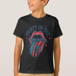 Feest In De Vlag Van De Vs Retro Tong 4e Juli T-shirt