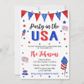 Feest in de VS 4 juli achtertuin BBQ uitnodiging (Voorkant)