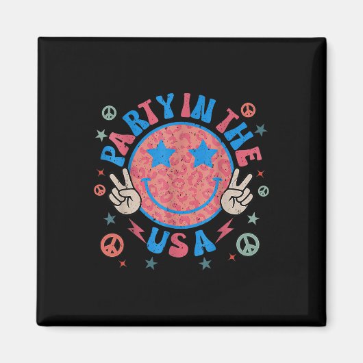 Feest in de VS 4 juli Preppy Smile Retro Me Magneet (Voorkant)