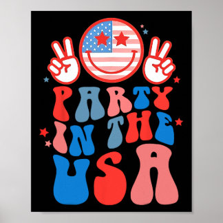 Feest In De VS Gelukkig Gezicht Glimlach Amerikaan Poster