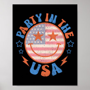 Feest In De VS Gelukkig Gezicht Glimlach Amerikaan Poster